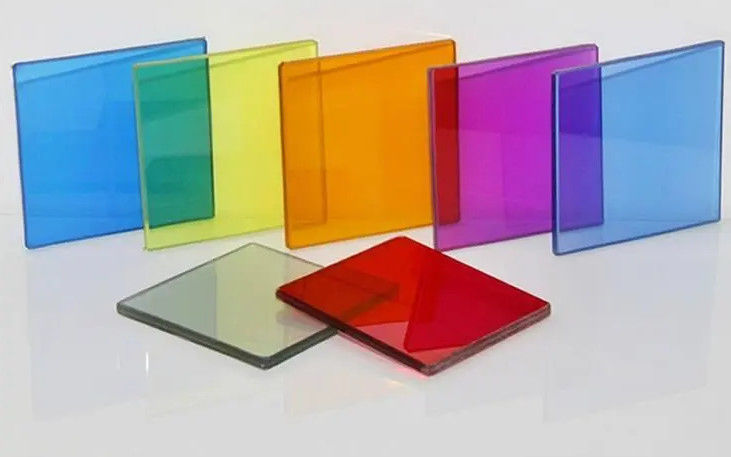 12 mm getint gehard glas gekleurd met blauw/geel/bruin/groen enz.