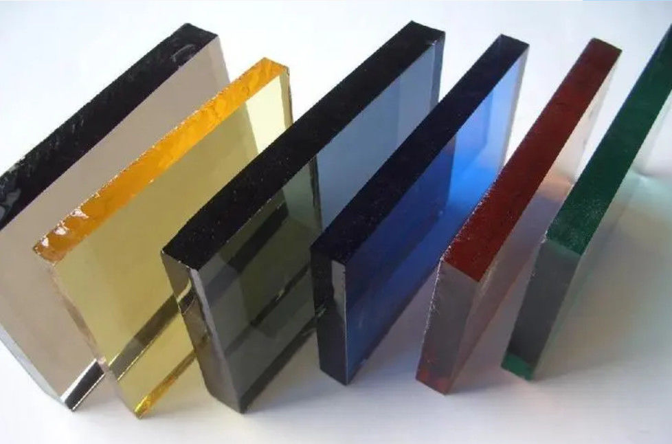 12 mm getint gehard glas gekleurd met blauw/geel/bruin/groen enz.